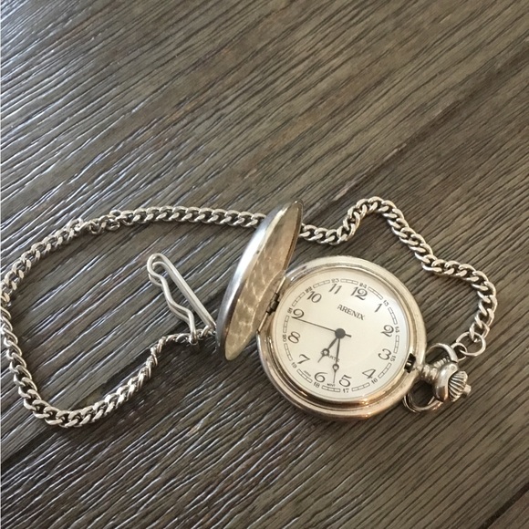 Vintage Silver Pocket Watch with Chain - Picture 1 of 3